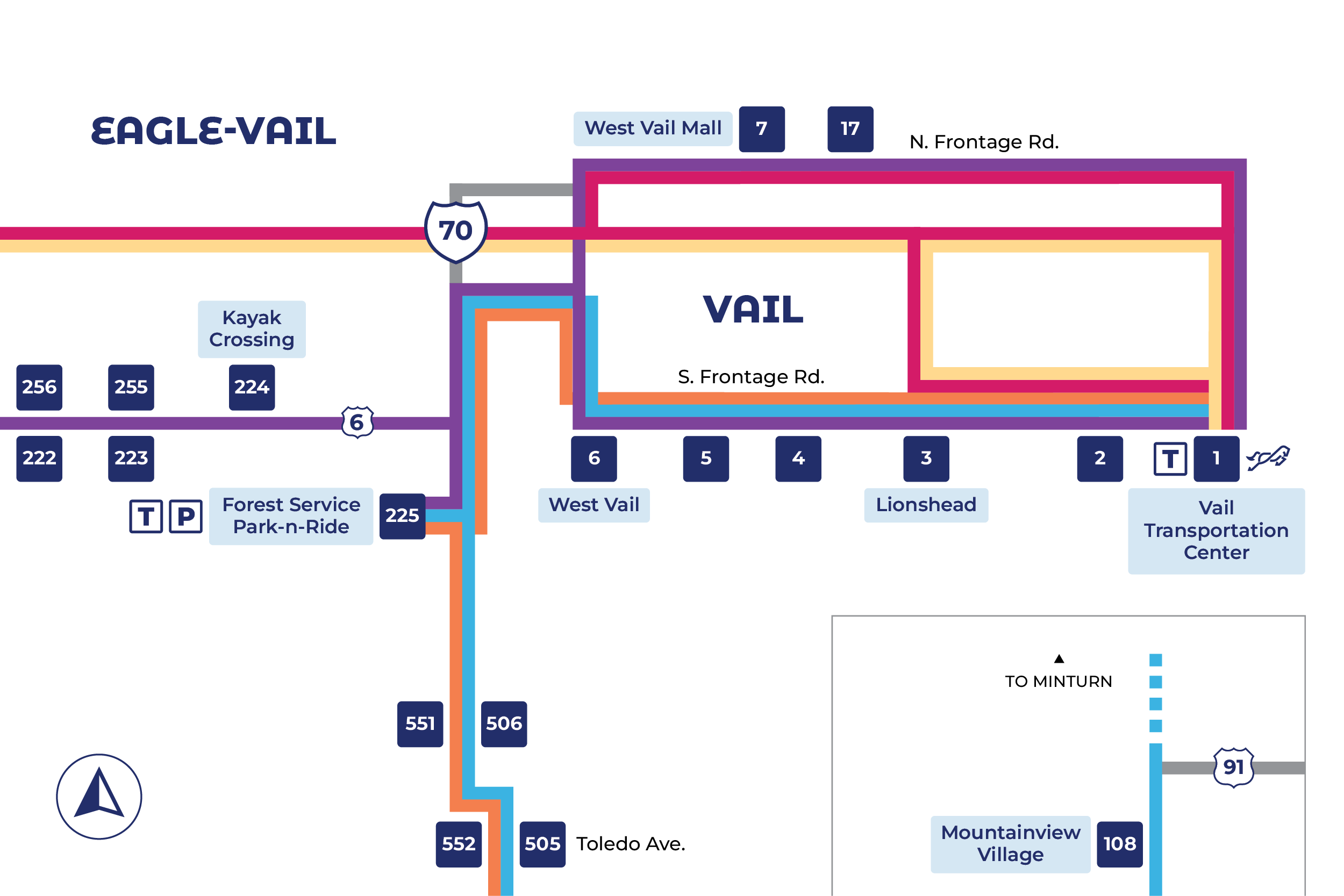 Mapa de la ruta de Vail
